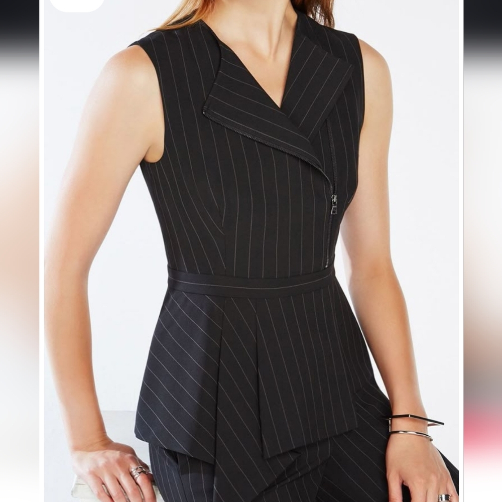 BCBGMaxAzria Elegant Black Pinstripe Top